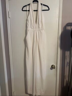 White Halter Wide-Leg Jumpsuit